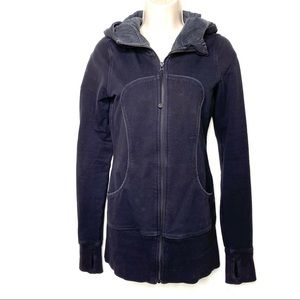 Lululemon Black Scuba Hoodie Full Zip Up Long Sleeve Thumbholes Size 4
